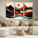 Western Wall Decor - Large Triptych Mountain Canvas - Boho
