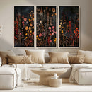 Dark Floral Canvas Wall Art - Moody Botanical Flower Print -