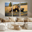 Grizzly Bear Family Wall Art Canvas Print – Majestic