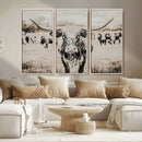 Texas Longhorn Wall Art Canvas Print – Framed Speckled Bull