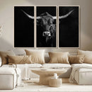 Texas Longhorn Wall Art Canvas Print – Framed Monochrome by MyGreatCanvas | Canvas Wall Art Prints | Photo Prints & Wall Decor