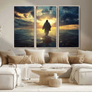 Jesus Walks Wall Art Canvas Print Framed Divine Sunset Art