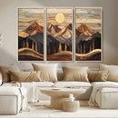 Wood Mountain Wall Art Canvas Print – Framed Boho Abstract