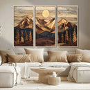 Wood Mountain Landscape Wall Art Canvas Print – Framed