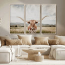 Texas Longhorn Wall Art Canvas Print – Framed Western Cow