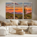 Saguaro Cactus Wall Art Canvas Print – Framed Arizona Sunset