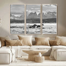 Wild Horses Wall Art – Framed Black White Mountain Canvas by MyGreatCanvas | Canvas Wall Art Prints | Photo Prints & Wall Decor