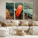 Surfer Stairway Wall Art – Framed Ocean Surf Canvas Artwork, by MyGreatCanvas | Canvas Wall Art Prints | Photo Prints & Wall Decor