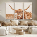 Longhorn Bull Wall Art Canvas Print – Framed Western Cow
