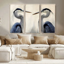 Blue Heron Pair Wall Art Canvas Print – Framed Coastal Bird