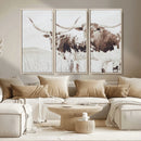 Longhorn Wall Art Canvas Print – Framed Western Cow Rustic
