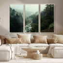 Misty Forest Wall Art Canvas Print – Framed Foggy River