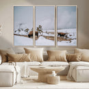 Bison Wildlife Wall Art Canvas Print – Framed Snowy Prairie