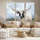 Texas Longhorn Wall Art Canvas Print – Framed Western Rustic