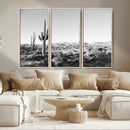 Saguaro Cactus Wall Art Canvas Print – Framed Monochrome