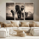 Elephant Family Wall Art Canvas Print, Framed Elephant Wall