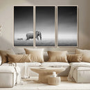 Elephand and Zebra Wall Art Canvas Print, Modern Artwork
