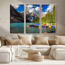 Moraine Lake 3-Panel Wall Art, Majestic Mountain and Lake by MyGreatCanvas | Canvas Wall Art Prints | Photo Prints & Wall Decor