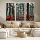 Autumn Forest Wall Art – Enchanting Red Leaves Canvas Print,