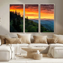 Smoky Mountains Sunset Wall Art Canvas Print | 3 Panel by MyGreatCanvas | Canvas Wall Art Prints | Photo Prints & Wall Decor