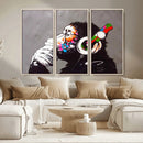 Dj Monkey Listening to Music Wall Art Print | Banksy Monkey by MyGreatCanvas | Canvas Wall Art Prints | Photo Prints & Wall Decor