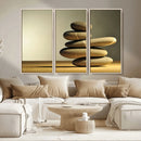Fluvial Zen Stones Canvas Wall Art Print