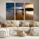 Serene Lake Pier at Sunset Canvas Print | Landscape Canvas