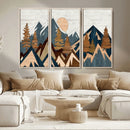 Abstract Wood Panel Effect Mountain Range Top Wall Art