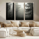 Misty Forest Wall Art Premium Canvas Print a Foggy and