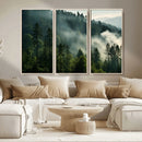 Misty Forest Wall Art Premium Canvas Print a Foggy and
