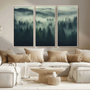 Misty Forest Wall Art Premium Canvas Print a Foggy and