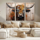 Scottish Highland Cow Cattle Art Print on Wood Style by MyGreatCanvas | Canvas Wall Art Prints | Photo Prints & Wall Decor
