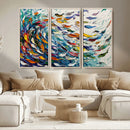 Modern Abstract Fish Shoal Wall Art Canvas Print, Colorful by MyGreatCanvas | Canvas Wall Art Prints | Photo Prints & Wall Decor
