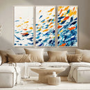 Abstract Fish Shoal Wall Art Canvas Print, Colorful Fish