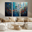 Modern Abstract Fish Shoal Wall Art Canvas Print, Colorful