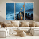 Stormy Night at Beach Pier Oil Painting Large Wall Art