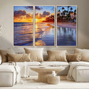 Serene Beach Sunset Wall Art Canvas- Coastal Seascape Print