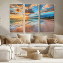 Serene Beach Sunset Wall Art | Coastal Ocean Canvas Print |