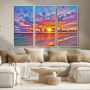 Vibrant Sunset Beach Wall Art - Ocean Sunset Canvas Print |