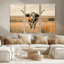 Texas Cow Longhorn Wall Art Canvas Print for Farm House Wall
