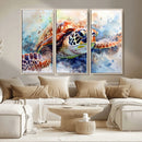 Watercolor Sea Turtle Wall Art Canvas Print - Vibrant Ocean