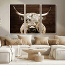 Highland Cow Wall Art Canvas Print, Rustic Farmhouse Decor,