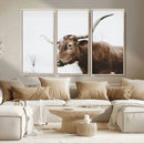 Rustic Bull Wall Art Canvas Print – Modern Longhorn