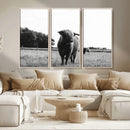 Black and White Highland Cow Wall Art Canvas Print | Rustic by MyGreatCanvas | Canvas Wall Art Prints | Photo Prints & Wall Decor