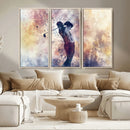 Abstract Watercolor Golf Player Wall Art Canvas Print