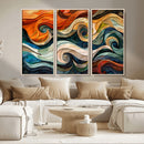 Abstract Wave Wall Art | Ready to Hang Framed Canvas Print |