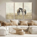 Chines Style Grunge Horses Wall Art Canvas Print