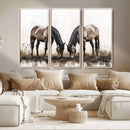 Chines Ink Style Horses Wall Art Canvas Print