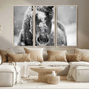Black and White Horse Winter Wall Art | Ready to Hang and