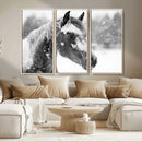Black Horse Winter Wall Art | Ready to Hang and Framed |